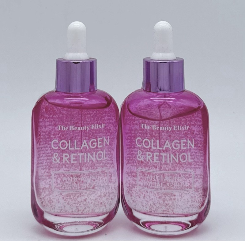 The Beauty Elixir Collagen & Retinol Anti-Aging Facial Serum 1.69oz Lot of 2 New
