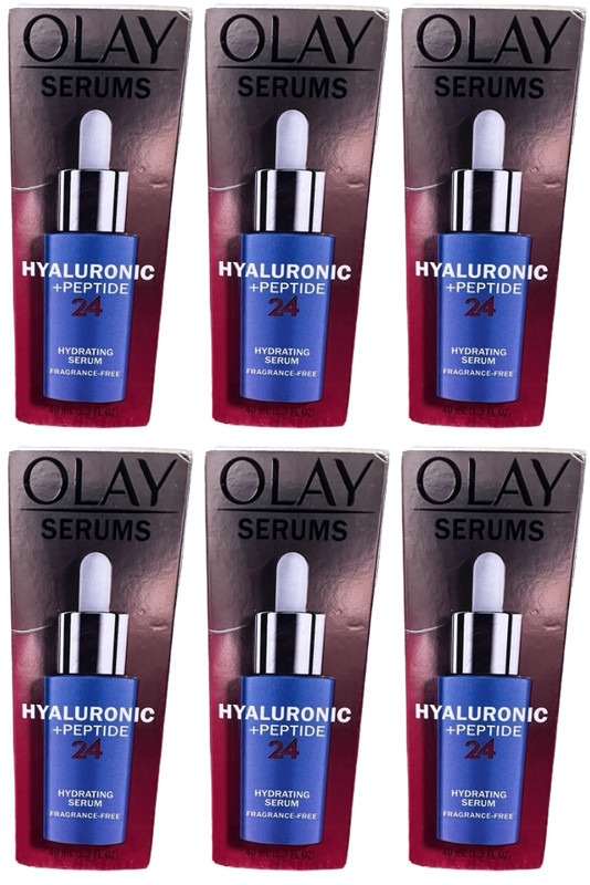 Olay Hyaluronic Peptide 24 Serum 6 Pack 1.3oz Fragrance Free Bulk Set