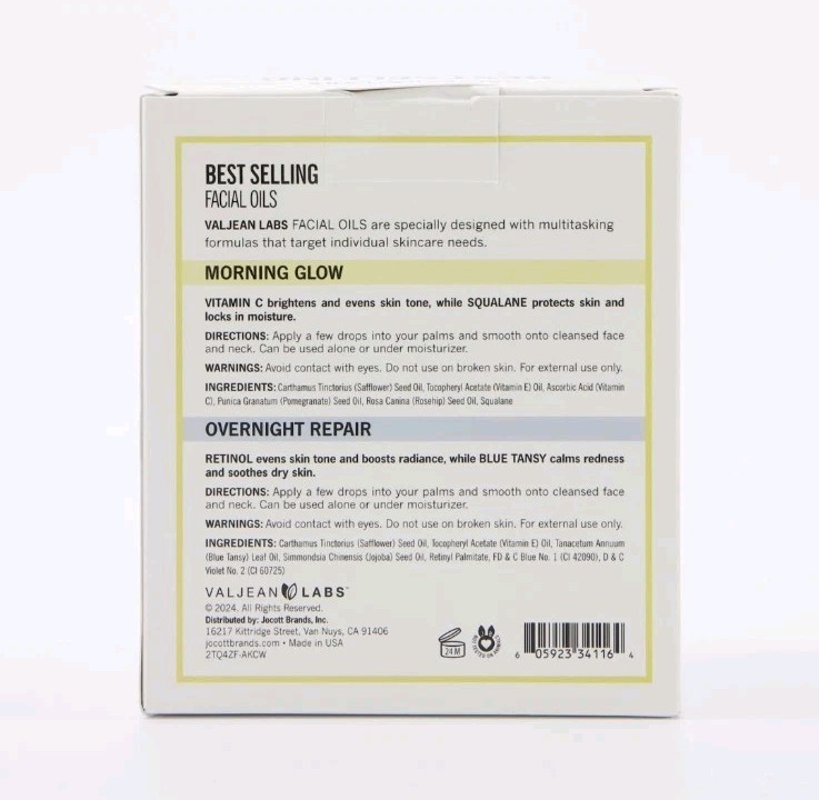 Valjean Labs Morning Glow & Overnight Repair Facial Oils Set 2x 54ml BNIB gallery