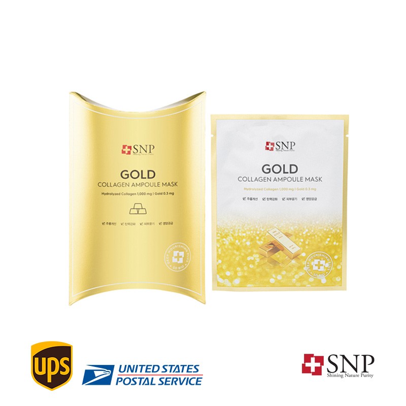 SNP Gold Collagen Ampoule Mask 5+5 Sheets 0.84 fl oz Each Anti Aging