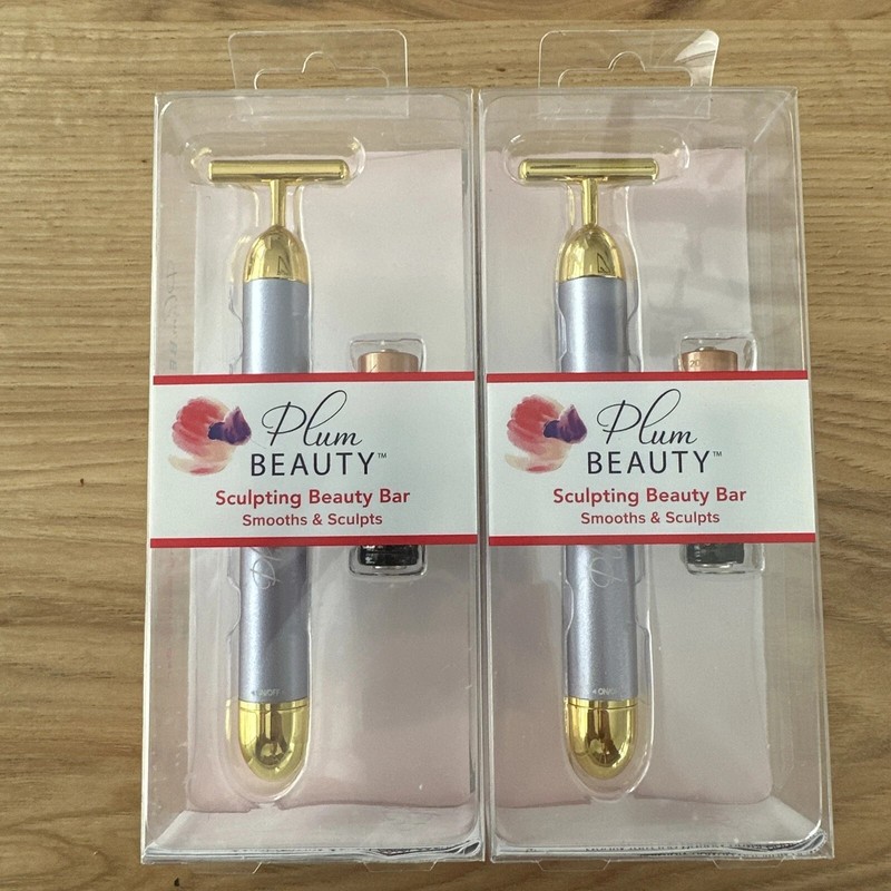 Plum Beauty PURPLE Sculpting Beauty Bar Face Massager with Battery 2 PACK