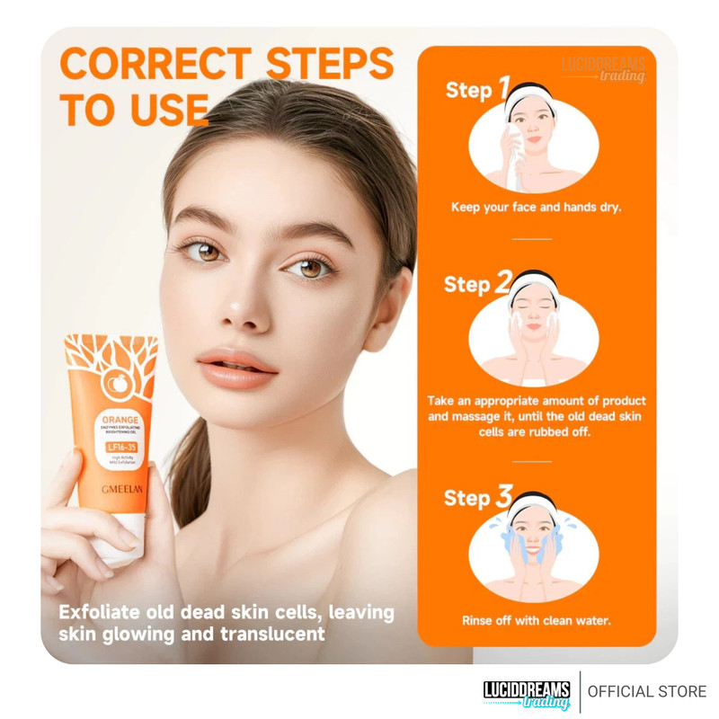 Gmeelan Orange Enzyme Gel 50g Gentle Exfoliating Face Scrub Brightening New gallery