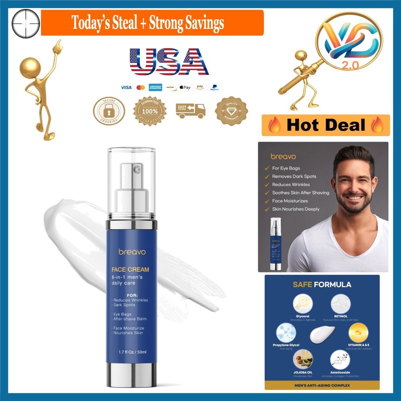 Men’s 6 in 1 Anti-Aging Face Cream with Eye Bags & Wrinkle Treatment 1.7oz