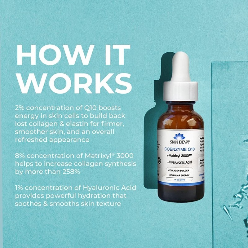 Skin Deva Coenzyme Q10 Anti-Aging Serum, Matrixyl 3000 & Hyaluronic Acid - 1oz gallery
