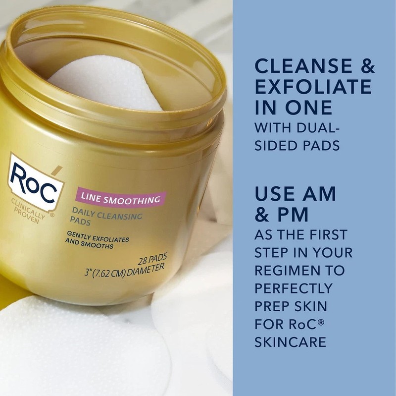 RoC Line Smoothing Daily Cleansing Pads 28ct 3" Gentle Resurfacing Disks gallery