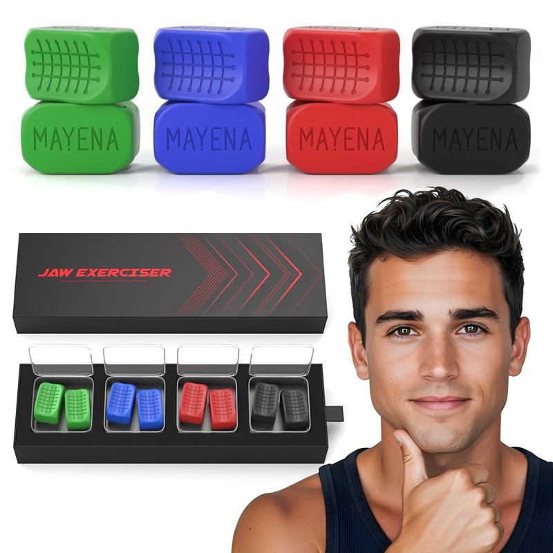 Jaw Exerciser for Men & Women | 4 Resistance Levels Silicone Jawline Shaper S…
