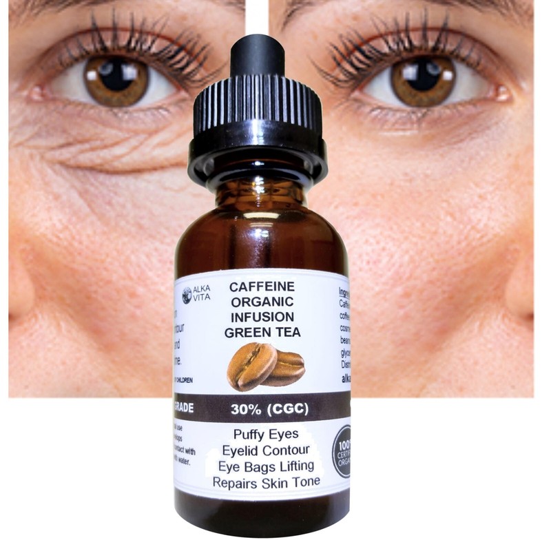 Caffeine & Green Tea Infusion Skin Serum Puffy Eyes Eyelid Instant Results 1 oz.
