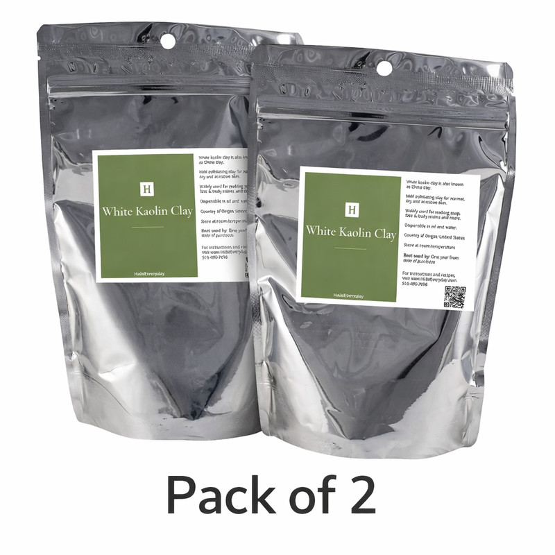 White Kaolin Clay Powder | 1 pound | Cosmetic Grade DIY Facial Pack of 2