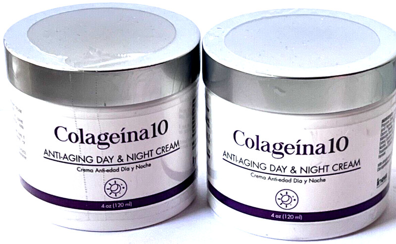 COLAGEINA 10 ANTI-AGING CREAM FOR DAY AND NIGHT 2 JARS 4 OZ EACH