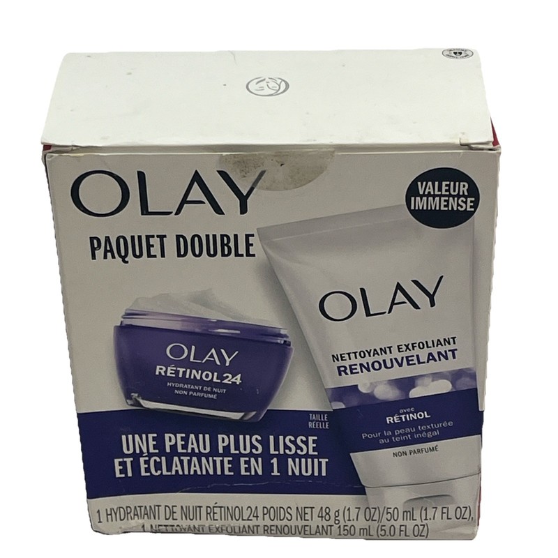 Olay Duo Retinol 24 Night Moisturizer 1.7oz + Renewing Exfoliating Cleanser 5oz gallery