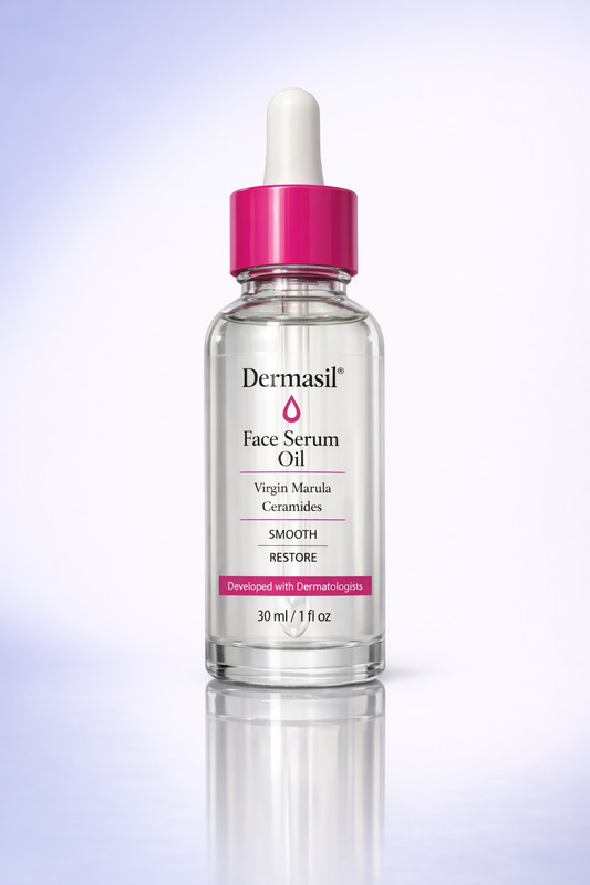 Dermasil Face Serum Oil 1oz With Virgin Marula Ceramides-Smooth & Restore 3 Pack gallery