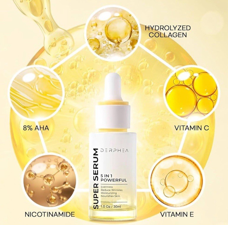 DERPHEA 5-in-1 Super Serum Anti-Aging Face 30ml Collagen Vitamin C E AHA gallery