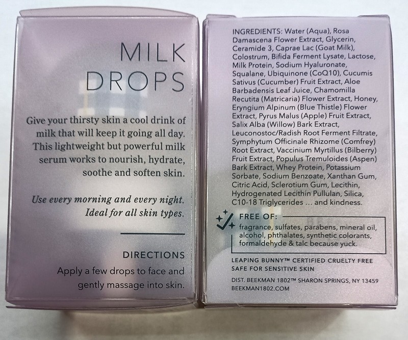 BEEKMAN 1802 Milk Drops Ceramide Serum Goat Milk Prebiotic 15 mL NIB (2 bottles) gallery