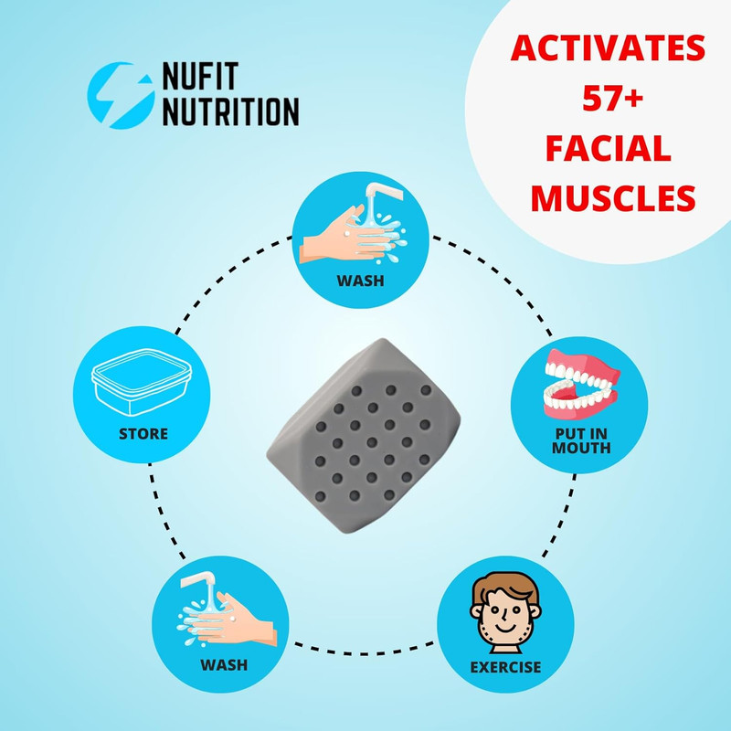 Jawline Exerciser for Men & Women – 3 Resistance Levels (6Pcs) Silicone Jaw Exer gallery