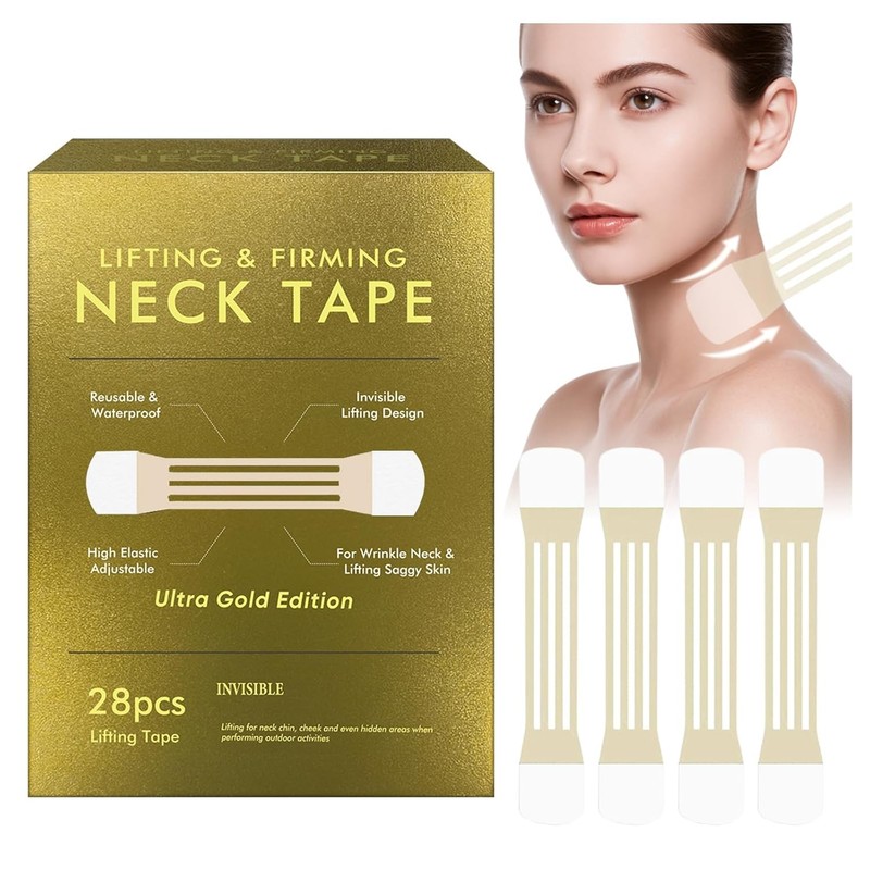 ITECFREELY 28PCS Neck Lift Tape, Double Chin & Sagging, Reusable Waterproof