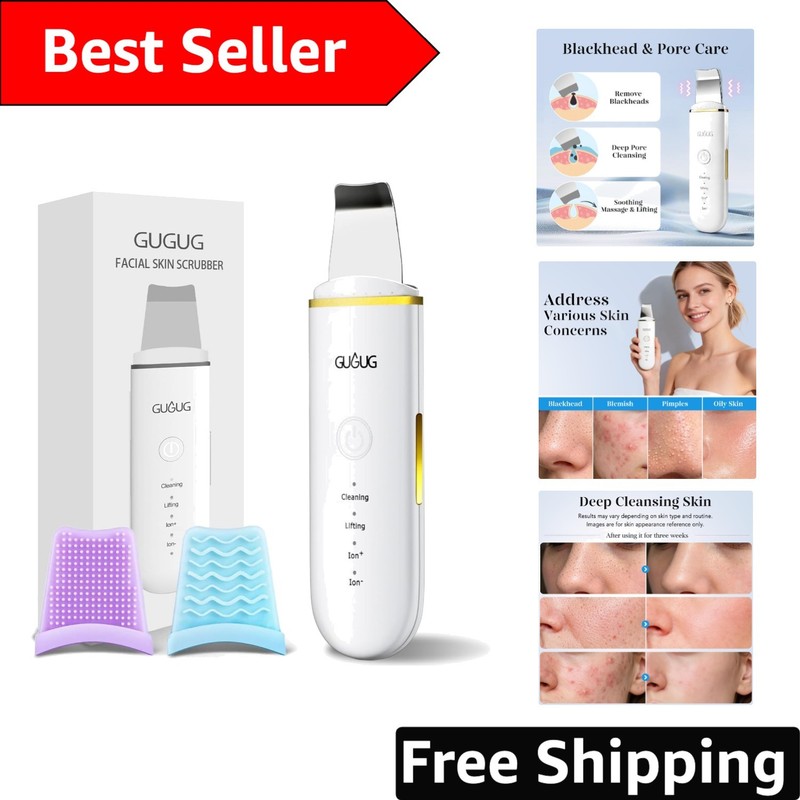 Portable 4 Modes Skin Scrubber – Blackhead Remover for All Skin Types – White