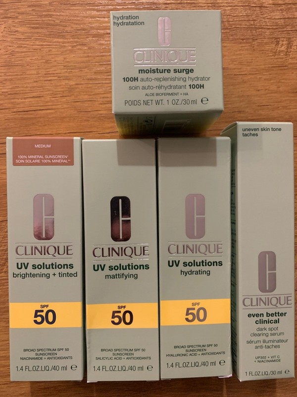 Clinique LOT – dark Spot Corrector, moisture surge, spf — see pics NIB