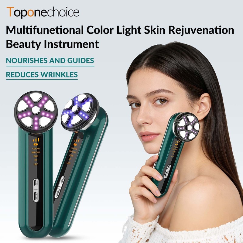 LED Facial Tool RF Microcurrent Ionic Pore Cleanser for Face Lifting Collagen