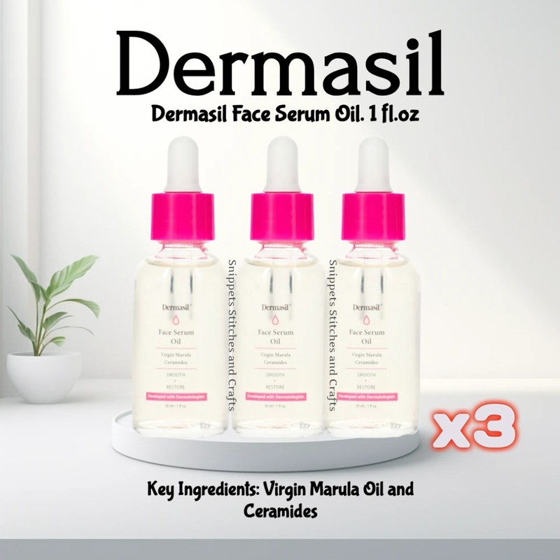 Dermasil Face Serum Oil With Virgin Marula & Ceramides Smooth & Restore 3 Pack
