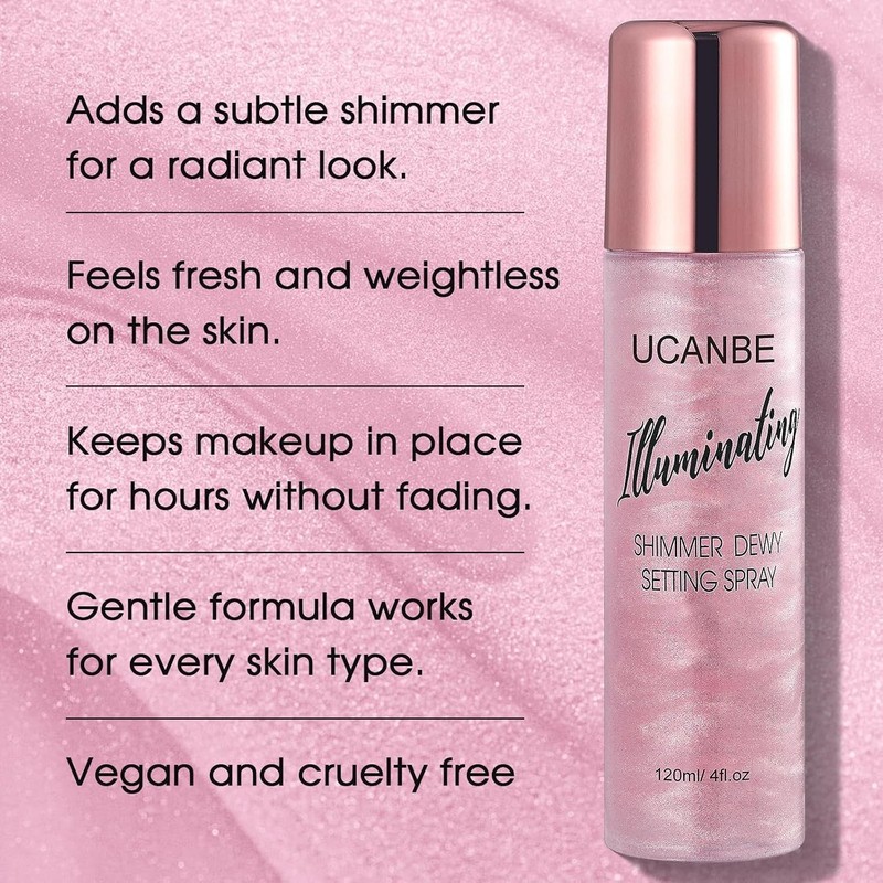 Shimmer Dewy Setting Spray Glowing + Makeup Setting Spray 2 in 1 Face Body Mist gallery
