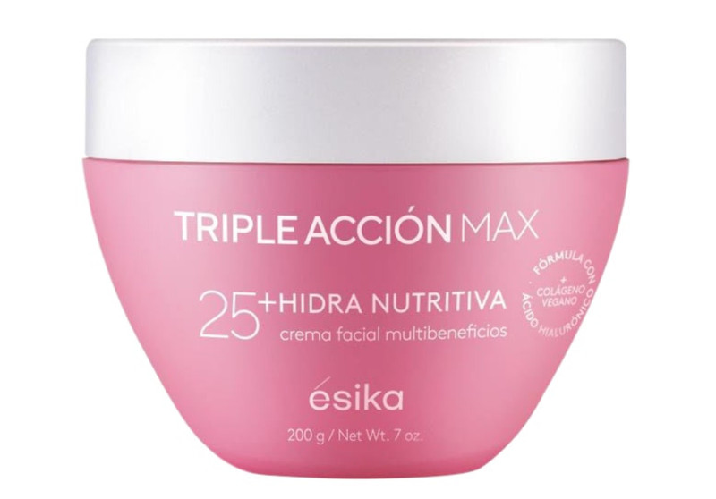 Esika TRIPLE ACCION MAX 25+ Crema Hidra Nutritiva • Ácido Hialurónico y Colágeno