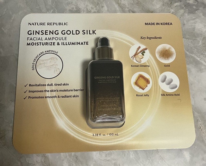 Nature Republic Ginseng Gold Silk Facial Ampoule, 3.38 fl oz - New In Box Sealed gallery