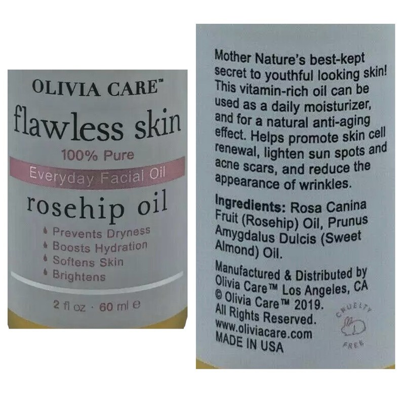 NEW! Olivia Care Flawless skin 100% Pure ROSEHIP OIL ANTIAGING FACIAL OIL 2 OZ gallery