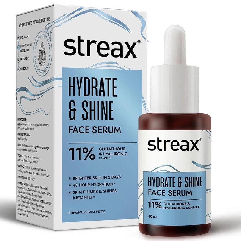 Streax Hydrate & Shine Face Serum for Glowing Skin All Skin type Serum 30ml