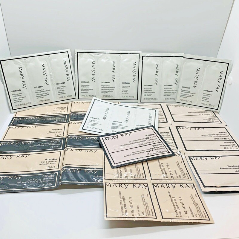 Mary Kay Sample Lot Various Samples hand cream, 3 in1 cleanser, and more..