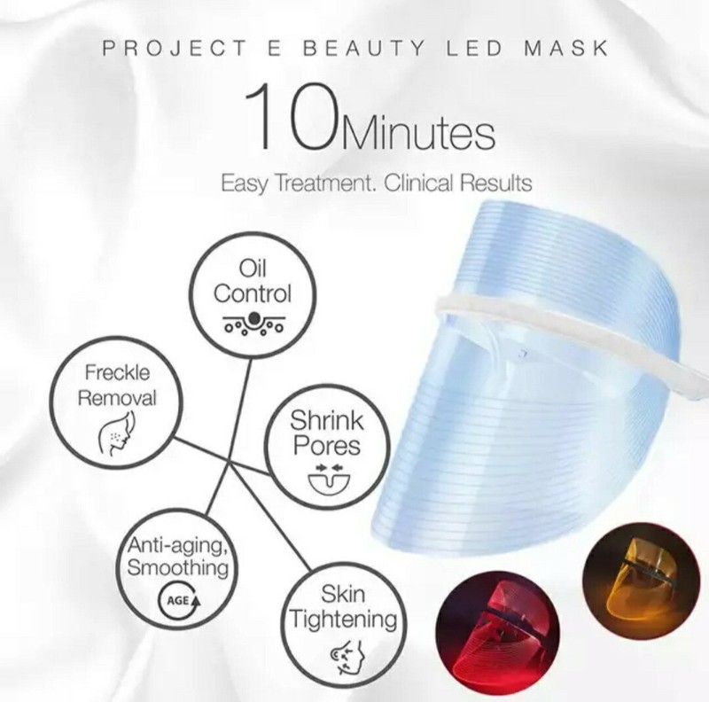 Led facial 3 lights therapy beauty mask lightweight easy to use 10 minutes a day