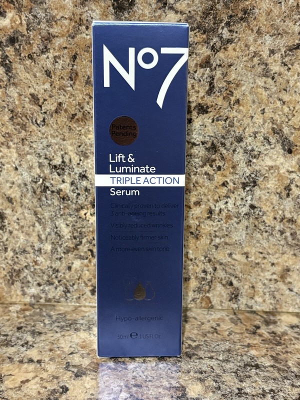 No 7 Lift & Luminate Triple Action Serum NEW 1 fl.oz Box not mint