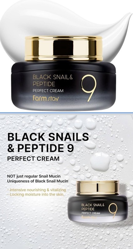 Farm Stay Korean Black Snail & Peptide 9 Perfect Face Cream 1.85 fl oz Exp 08/28