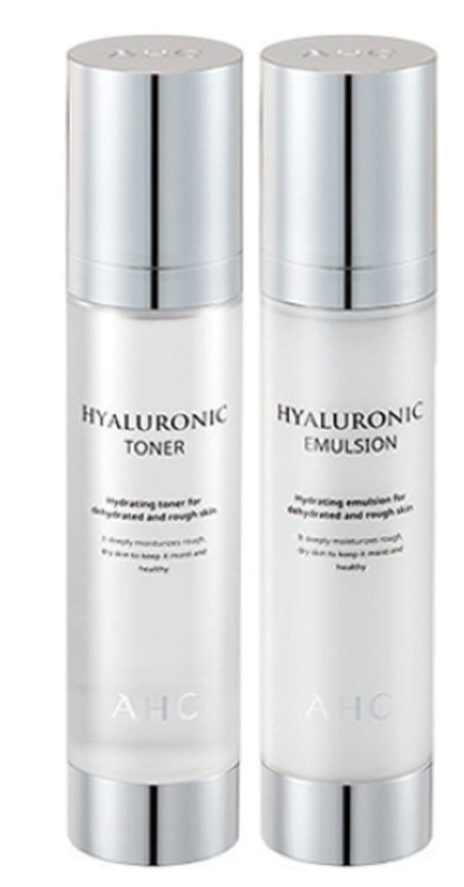 Korea cosmetic AHC Hyalruronic Toner 100ml Emulsion 100ml 2pcs Set free sample gallery