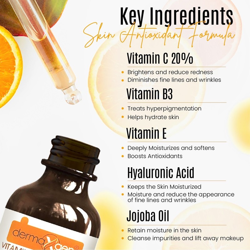(2 FL OZ) PURE 20% Vitamin C+Hyaluronic Acid +VE+ JOJOBA OIL Anti-Wrinkle SERUM gallery