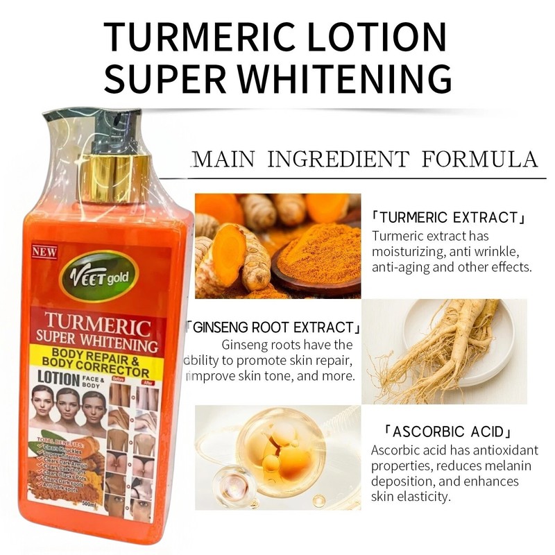 💯 Original 2-pc Veet gold Turmeric Whitening Lotion + Oil Face Body USA Stock gallery