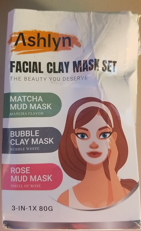 Ashlyn 3 PCS Clay Mask Set Matcha, Bubble, And Rose Clay Facial Masks 2.8 Fl.oz.