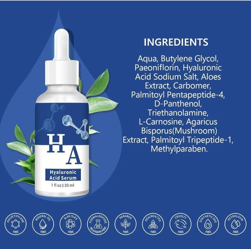 SET OF 3 1oz ea. Hyaluronic Acid Serum Moisturizing for Face Anti-Wrinkle gallery