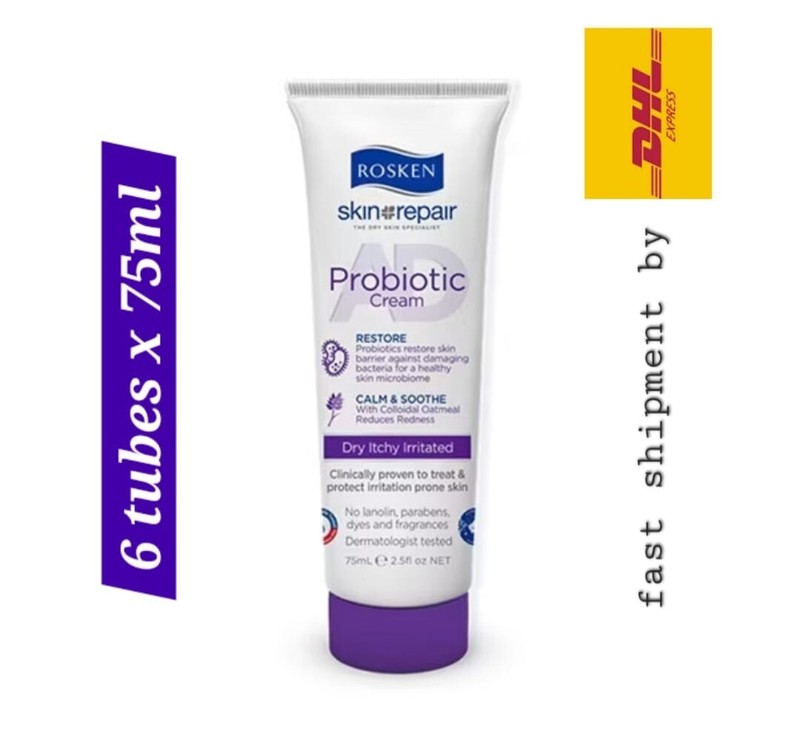 6 x 75ml ROSKEN SKIN REPAIR AD PROBIOTIC Moisturiser Cream shipment by DHL Ex