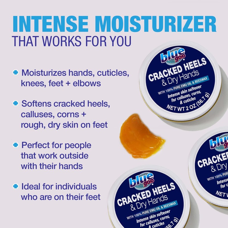 3 Pack Blue Goo Cracked Heel Skin Softner 2 oz-Multi Use Hands, Feet, Elbows-NEW gallery
