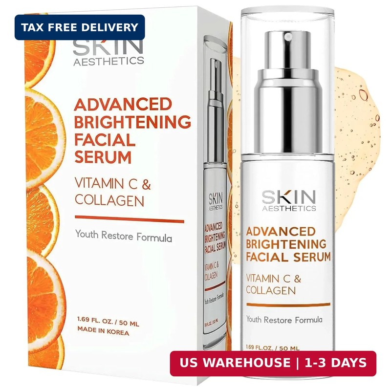 Skin Aesthetics Vitamin C Serum For Face – Dermatologist Tested – with Collagen