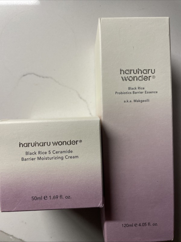 Haruharu Wonder Black Rice 5 Ceramide Barrier Cream & Probiotics Essence Set NIB