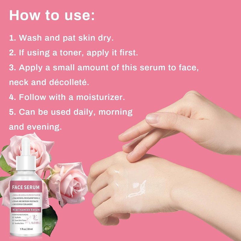 LAKIBOLE 3 Pack 5% Niacinamide Serum with 5% Damascus Rose Floral Water (1fl.oz) gallery