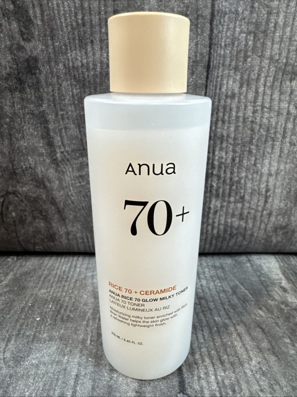 ANUA 70+ Rice 70 + Ceramide 8.45 floz, Glow Milky Toner, Moisturizing, Exp 02/28
