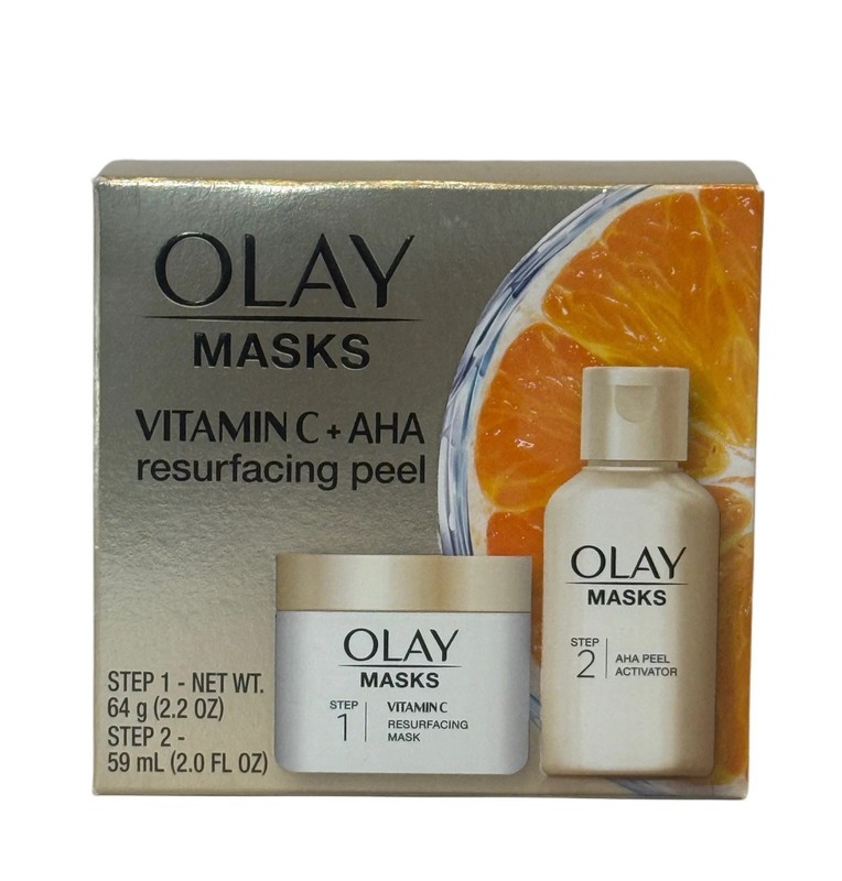 Olay Vitamin C Mask and + AHA Resurfacing Peel 2-Step Tx 2.2oz 2oz 2X Set NeW