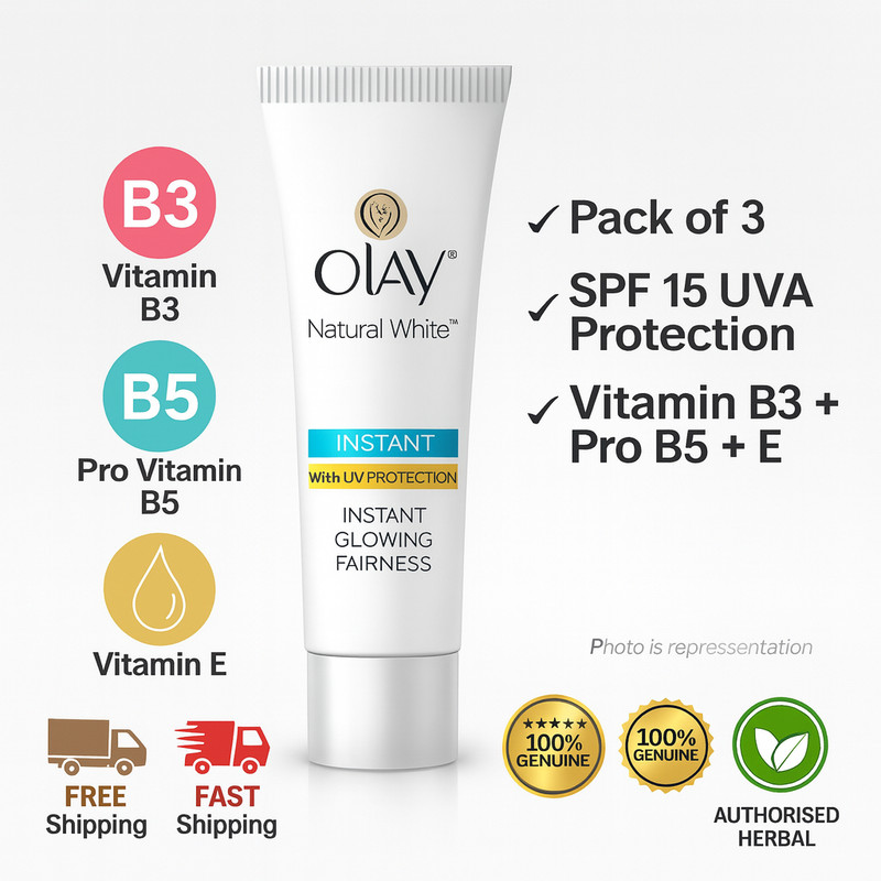 Olay Natural Aura Cream 20g Pack of 3 Vitamin B3 Pro B5 E With UV Protection