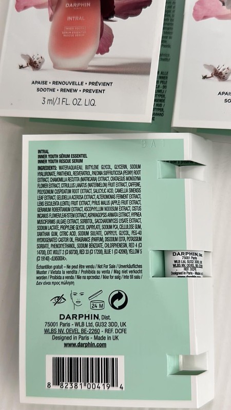 Lot of 5 Darphin Paris Intral INNER YOUTH Essential RESCUE SERUM 3ml Each S158 gallery