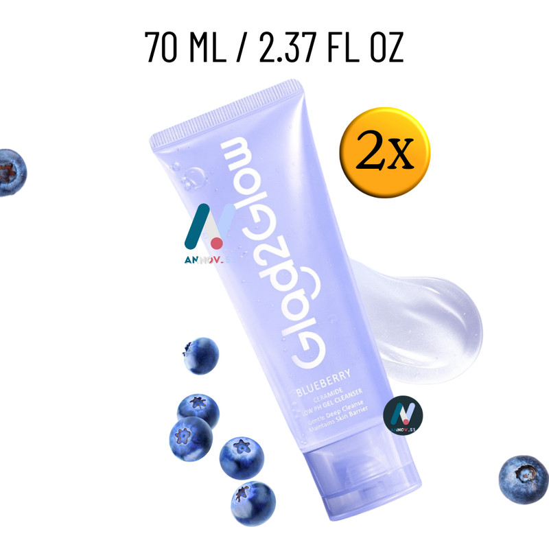 GLAD2GLOW Brightening Face Wash Ceramide Gentle Skin Barrier Moisturizing 2PCS