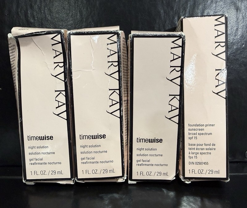Lot Of 3 Mary Kay Timewise Night Solution + Foundation Primer – 1 Fl Oz