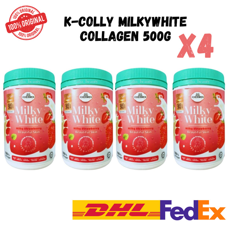 x4 K-Colly Chermes MilkyWhite Collagen 500g Strawberry Whitening Skin Supplement