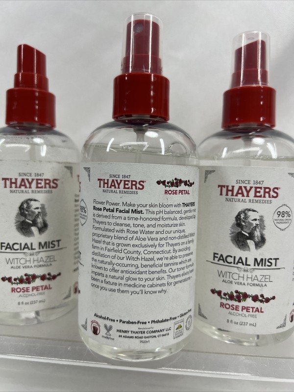 (4) THAYERS Alcohol-Free Witch Hazel Facial Mist Toner Aloe Vera Rose Petal 8oz gallery